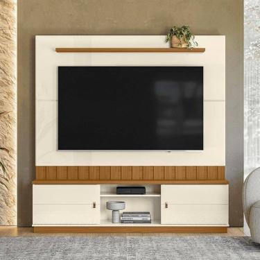 Imagem de Home Florianópolis 1,75m TVs 70`` Painel Nichos e Gavetas -Off White / Amendoa
