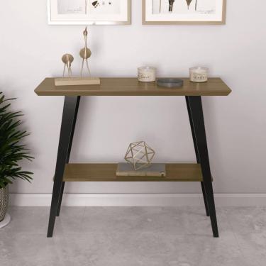 Imagem de Aparador Caio 90x30 Tampo MDF 30mm pé em Madeira Freijó/Pés Preto