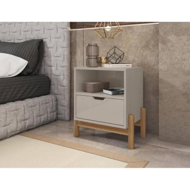 Imagem de Mesa de Cabeceira c/ Nicho e Gaveteiro porta Itens Aurora Off White