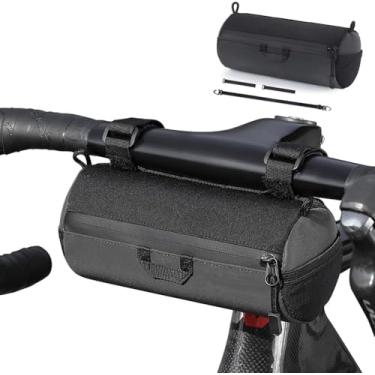 Imagem de LIYISHUO Bolsa de guidão de bicicleta 1L grande capacidade MTB bolsa frontal de bicicleta refletiva bolsa de bicicleta pendurar luz frontal ombro ciclismo