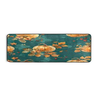 Imagem de Qilmy Tapete de corrida de abóbora colorido de Ação de Graças, 183 x 61 cm, antiderrapante, antifadiga, confortável, tapetes longos, para quarto, sala de estar, banheiro, corredores, entrywa458