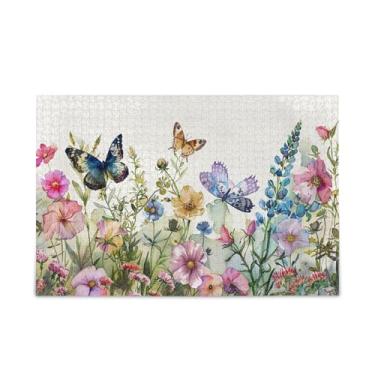 Imagem de WELLDAY Quebra-cabeça flores e borboletas 500 peças grande jogo de arte para adultos adolescentes