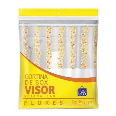 Imagem de Cortina de Box para Banheiro Vinil Com Visor Retangular 1,35x2m Estamp
