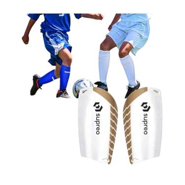 Imagem de Caneleira de Proteção para Futebol Com Placa de PE e Revestimento em EVA Macio Conforto, Resistência e Absorção de Impacto infantil Adulto Esporte (Branco, S)