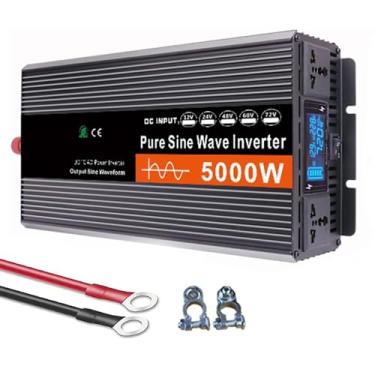 Imagem de HENGJINGTR Inversor Carregador de Onda Senoidal Pura 5000W DC 12V/24V/48V/60V/72V Entrada CC Saída CA 120V/240V Inversor de Energia Solar de Baixa Frequência, 24V para 230V,12v to 110v