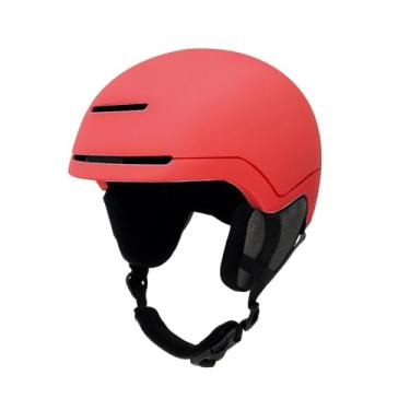 Imagem de KiBcsLic Capacete de esqui com óculos de proteção, tira de queixo ajustável, ideal para skate, ciclismo, mountain bike e atividades de inverno, Vermelho
