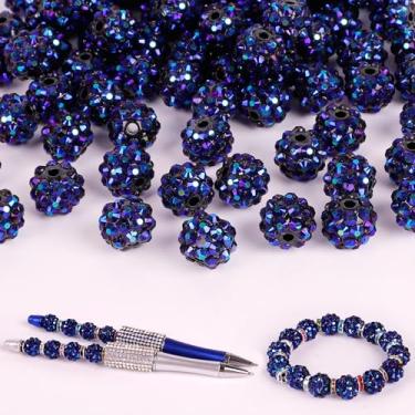 Imagem de 100 contas de strass - contas para canetas com contas, contas focais para canetas com contas, contas espaçadoras para chaveiros, pulseiras artesanais - azul escuro