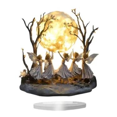Imagem de WeiLaiKeQi Placa de Acrílico com Fada da Lua, Decoração de Mesa, Ornamento em Acrílico 2D Plano para Escritório, Festas e Artigos de Decoração de Mesa