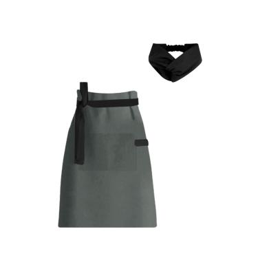 Imagem de Avental de Cintura Faixa de Cabelo Cinza Preto Chef Cozinha