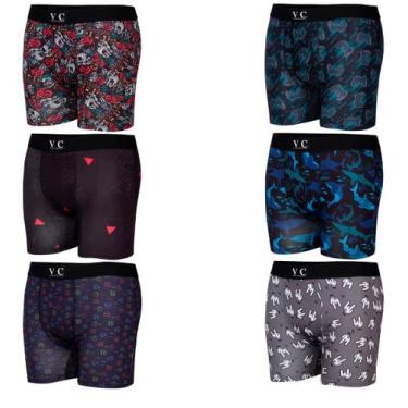 Imagem de Cueca Boxer Long Estampa Digital - Kit Com 6 Peças Sortidas - Vitoria 