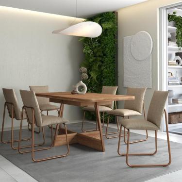 Imagem de Conjunto De Sala De Jantar 6 Cadeiras Chloe Carraro Nogal Rosê