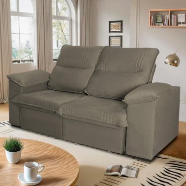 Imagem de Sofá Retrátil Reclinável America 1,50m Suede Marrom Claro