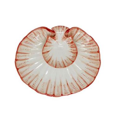 Imagem de Petisqueira Dupla Cerâmica Concha Relevo Coral 35x6,5cm - Luiz Salvado
