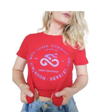 Imagem de Camiseta T-Shirt Go Bike Vermelho/Lavanda-Feminino