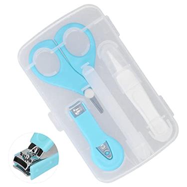 Imagem de Conjunto de cuidados de manicure para bebês, kit de cuidados com as unhas de segurança para evitar arranhões, lâminas arredondadas, tesoura de lâmina curta para crianças de 0 a 3 anos de idade para cuidados com as unhas (azul)