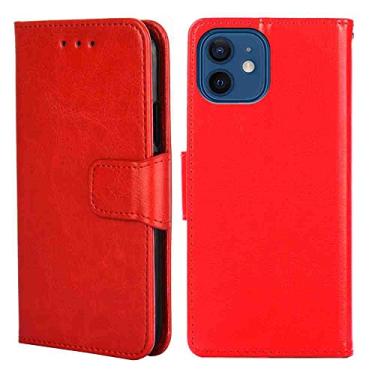 Imagem de SHOYAO Estojo Fólio de Capa de Telefone for SAMSUNG GALAXY A7 2018, Couro PU Premium Capa Slim Fit for GALAXY A7 2018, Suporte de visualização horizontal, cortes de precisão, vermelho