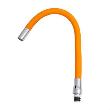 Imagem de Tubo Flexível Silicone Laranja Cozinha Arejador Fixo Latão