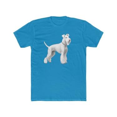 Imagem de Camiseta masculina de algodão Bedlington Terrier, Turquesa lisa, P