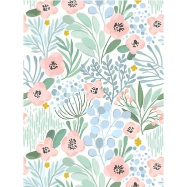 Imagem de Papel de parede Aquarela Rosa Floral Peel and Stick Vinil autoadesivo removível à prova d'água para decoração de armário de banheiro 45 x 3 m