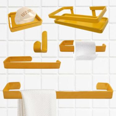 Imagem de Kit Acessórios Lavabo/ Banheiro 6 Peças C/ Ps Perna- Várias Cores - Un