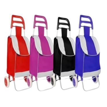 Imagem de Carrinho de Compras Feira Dobrável Leva Tudo Bag, 2 Rodas, Capacidade 30kg, 94cm x 36cm, Sortidos