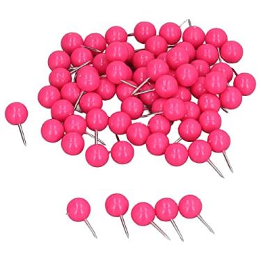 Imagem de Pinos Decorativos Mapas de Mapa, 100pcs Empurrar Pinos, Construção de Aço e Plástico, Pinos de Marcação Fáceis de Usar para Placas de Cortiça, Tamanho 9.5x20mm (Vermelho rosado)