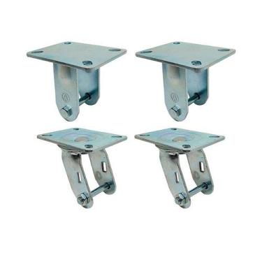 Imagem de Kit 4 un suporte garfo fixo e giratório 3 pol p/ rodízio - AJAX