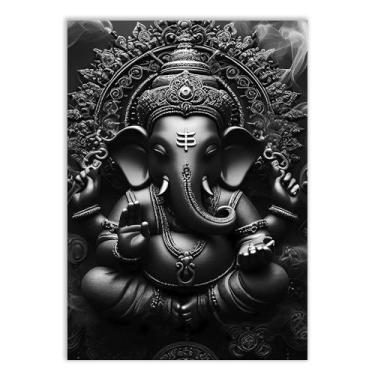 Imagem de Placa Decorativa Ganesha Estatua Ilustração Escura Decoração Poster Quarto Sala