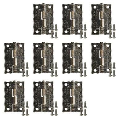Imagem de 10 dobradiças decorativas antigas dobradiças esculpidas em metal vintage para conserto de marcenaria gaveta porta caixa