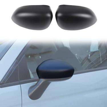 Imagem de Acabamento da capa do espelho retrovisor da porta do carro compatível com Fiat 500 2009-2024, ABS lado externo retrovisor capa decoração substituir acessórios externos (preto fosco)