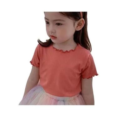 Imagem de Camiseta Listrada De Seda Gelada Para Meninas Estilo Coreano Manga Cur