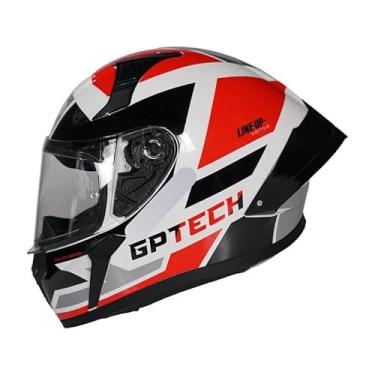 Imagem de Capacete GP Tech Sense Line Up Branco Vermelho Fechado Moto 56