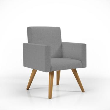 Imagem de Poltrona Decorativa Cadeira Recepção Linho linho Grafite