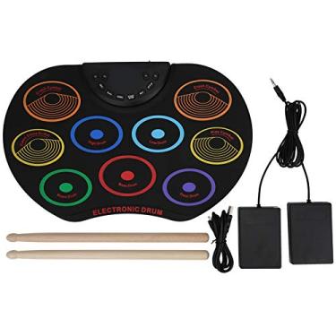 Imagem de Bateria eletrônica portátil colorida enrolada à mão para adultos iniciantes instrumento de percussão (colorida)