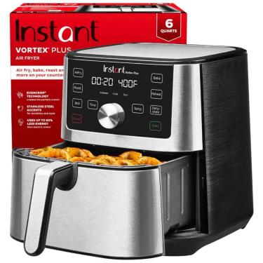 Imagem de Instant Vortex Plus Air Fryer Fritadeira Elétrica, sem óleo, 6 em 1 painel de controle digital, 1500W, 6L, preta