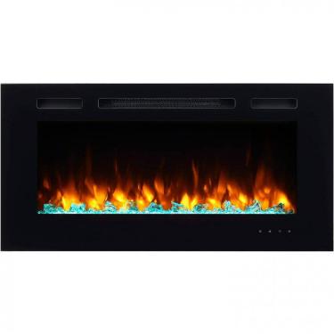 Imagem de Lareira Elétrica PuraFlame de Embutir A50x91L com Controle Remoto, Luz de LED e Toras, Cristais, 110V, 1500W, Preta