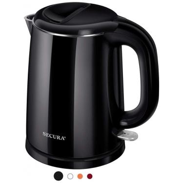 Imagem de Chaleira Elétrica 1.7L em Aço Inoxidável com Desligamento Automático e Proteção Contra Fervura, 1000W, 110v, SECURA SWK 1001DB, Preto