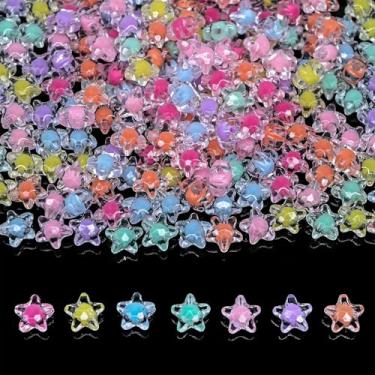 Imagem de Mais de 200 peças de miçangas kandi variadas em massa para fazer joias, kit de fabricação de pulseiras da amizade, suprimentos de artesanato contas de charme (estrela pequena)