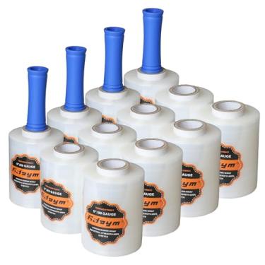 Imagem de ADAYM Rolo de envoltório elástico/retrátil 12,7 cm x 1200 pés - Envoltório plástico industrial para movimentação, calibre 80 resistente, 600% elástico para embalagem, paletes, proteção de transporte e