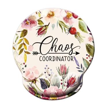 Imagem de Chaos Coordinator Citações Vintage Colorido Floral Estampa Rústica Arte Rústica Mouse Pad com Gel de Suporte de Pulso, Almofada de Pulso Bonito para Computador, Laptop, Jogos de Escritório em Casa,