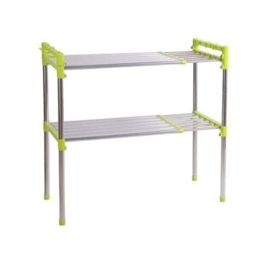 Imagem de Prateleira Inox Organizador Cozinha Banheiro Estante Ajustavel Multifuncional Microondas Sapateira