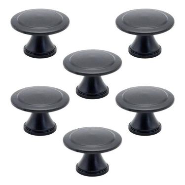 Imagem de 6 Pçs Puxador Ponto Bolinha Colonial 1 Furo Gave Preto Fosco