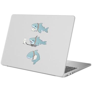 Imagem de BlHMCASE Compatível com MacBook Pro 13 polegadas capa M2 2025, 2024-2016 A2338 M1 A2251 A2289 A2159 A1989 A1708 A1706, capa protetora fofa Kawaii Shark Bunny para Mac Pro 13