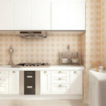 Imagem de ESSMOKO Papel de parede imitação de cerâmica efeito cozinha impermeável e à prova de óleo PVC resistente a altas temperaturas autoadesivo papel de parede azulejo adesivo marrom padrão diamante 45