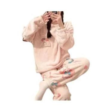 Imagem de Pijamas De Inverno Para Meninas Com Estampa De Gato KT Em Flanela Cora