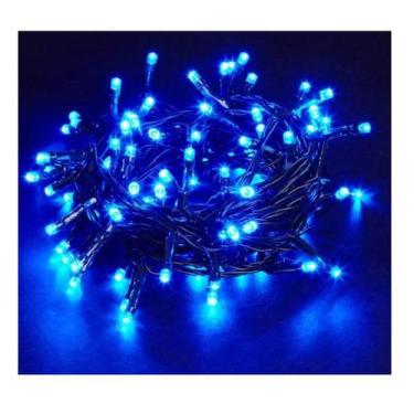 Imagem de Pisca Pisca Natal Led 100 Lâmpadas Azul 8 Funções 110V Fio  Transparen