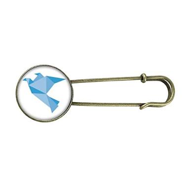 Imagem de Broche de metal retrô com estampa de pombo azul abstrato de origami