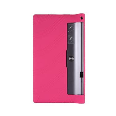 Imagem de INSOLKIDON Capa para tablet Lenovo Yoga Tab 3 Pro 10.1 YT3-X90F X90L Tab3 Plus YT-X703F X703L, cobertura total, ultrafina, de silicone, à prova de choque, leve (rosa vermelha)