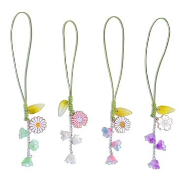 Imagem de AGEN KGEN Berloques de telefone com flores fofas pulseiras de cristal lírio do vale acessórios para capa de telefone para mulheres e meninas, Cristal, Cristal