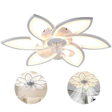 Imagem de Ventiladores de teto modernos com luzes,Ventilador de teto embutido com controle remoto por aplicativo,Ventilador de teto de perfil baixo com LED regulável e 6 velocidades para quarto (36, Watts)